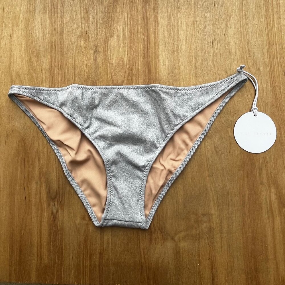TORI PRAVER MARLOWE BOTTOM Women’s Silver Lined Bikini Bottoms sz L NWT